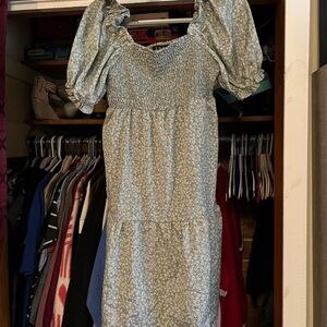 Chic Blue Floral Midi Dress